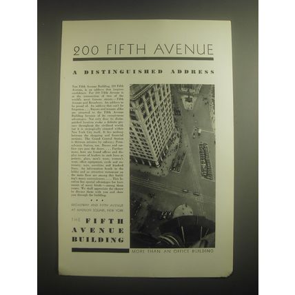 1931 Fifth Avenue Building Ad - 200 Fifth Avenue a distinguished address