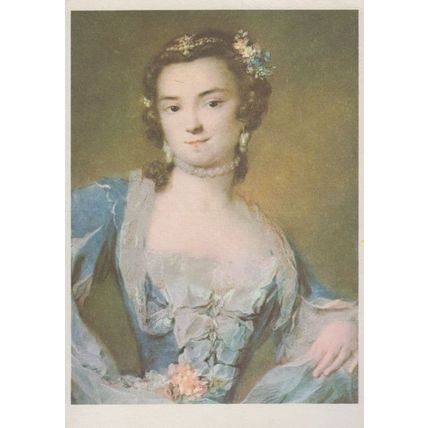 German Victorian Blue Ball Dress Floral Front Brill Old Fashion Germany Postcard