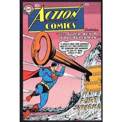 Superman Giant Fort Mountain Key 1950s Action Comic Book Postcard