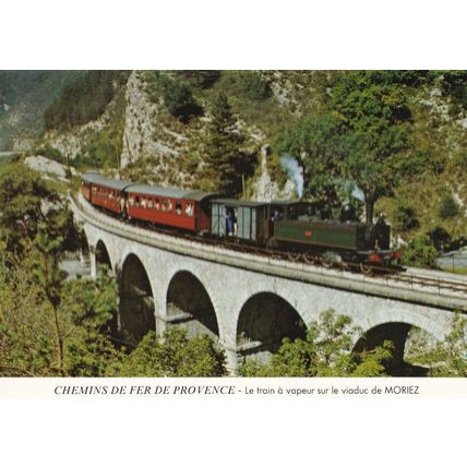 Moriez Steam Train on Moriez Bridge French Railway Postcard