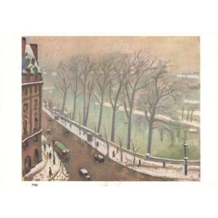 Marquet Quai Conti With Snow Painting Rare Vintage Postcard