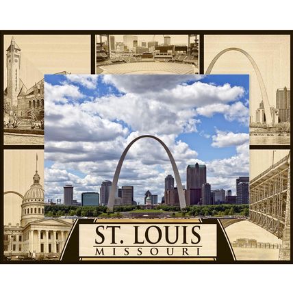 St Louis Missouri Laser Engraved Wood Picture Frame Landscape (4 x 6)