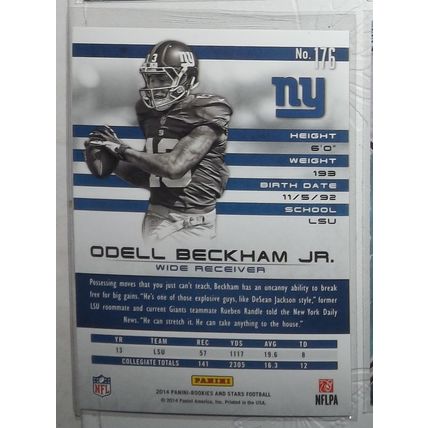 2014 Panini Rookies & Stars ODELL BECKHAM JR (Giants) Rookie Card #176