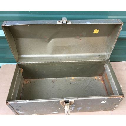 Metal Tool Box 16 x 7 x 7.5 vintage tin steel gray