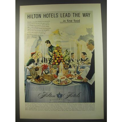 1956 Hilton Hotels Ad - Hilton hotels lead the way ..in fine food