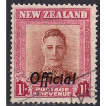 New Zealand, 1947-51, 1/- GVI Official, SG O157 (Scott #O98) , used