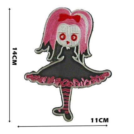 Goth Girl Iron On Patch Quality 14cm x 11cm Rock Gothic Punk Badge Motif P315