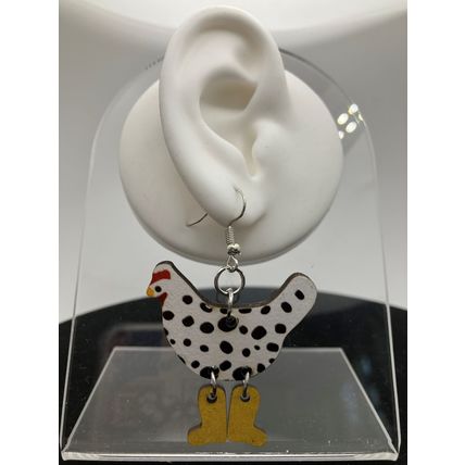 Earrings Hen Boots Design Dangle Earrings Wooden #563
