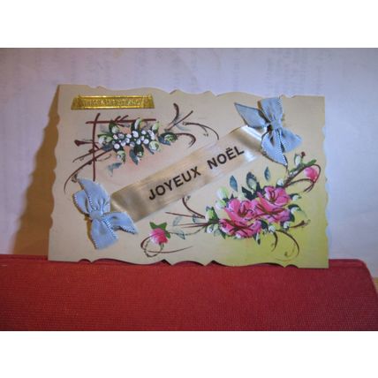 HAPPY CHRISTMAS used vintage PLASTIC/BAKELITE greetings card dated 1944 =
