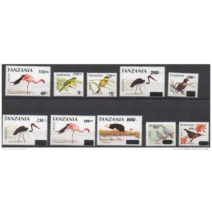 Tanzania 1998-2004 Vögel Sunbird Pigeon Oiseau Definitives Surcharge set 10v