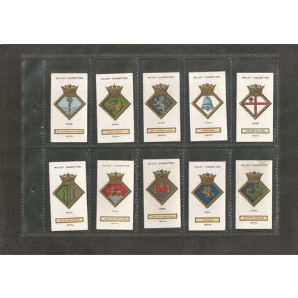 Original Vintage Cigarette Cards Full Set of 50 Naval Ships Badges 1923