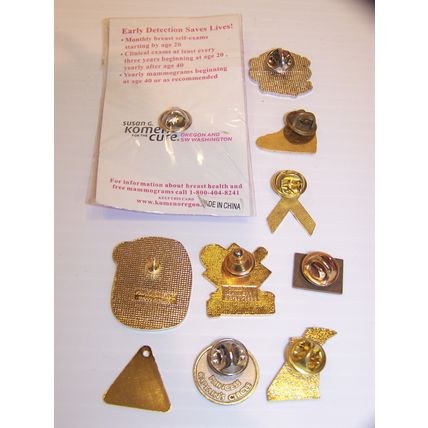 MIXED LOT OF HAT PINS - DOERNBECHER SUSAN KOMEN PORTLAND 7 ELEVEN STATE FARM