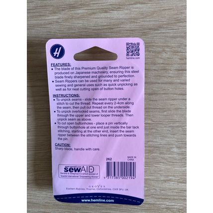 Hemline Small Premium Seam Ripper With Safety Ball