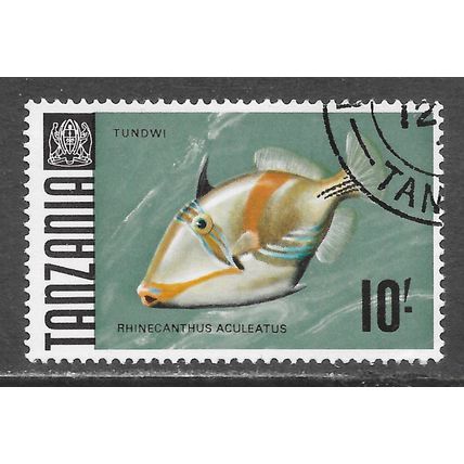 TANZANIA 1967 MARINE LIFE FISH 10/- TUNDWI Rhinecanthus aculeatus TRIGGER LAGOO