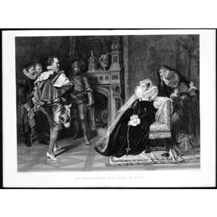 DEATH WARRANT - MARY QUEEN OF SCOTS 1878 Karl von Piloty VICTORIAN ENGRAVING