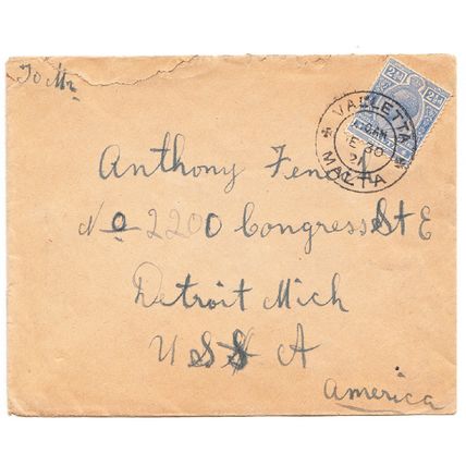 MALTA cover postmarked Valetta, 30 Dec, 1931 - to USA