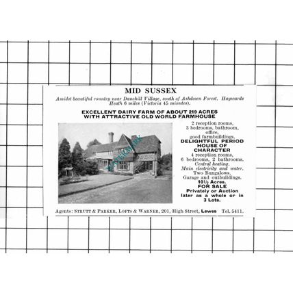 Danehill Village Sussex Dairy Farm SMALL House Sale Advert - 1967 Clipping