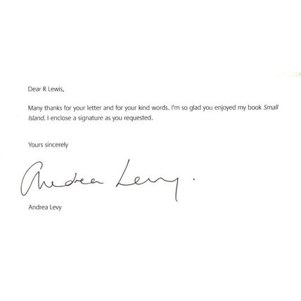 Andrea Levy Small Island Book Author Hand Signed Autograph