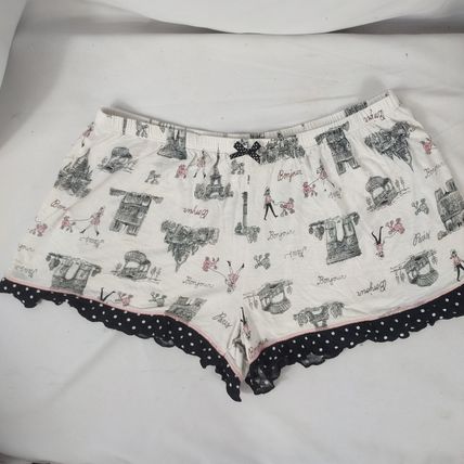 Layla Women's Sleepwear Shorts White/Black Elastic Waist Sz Med Juniors