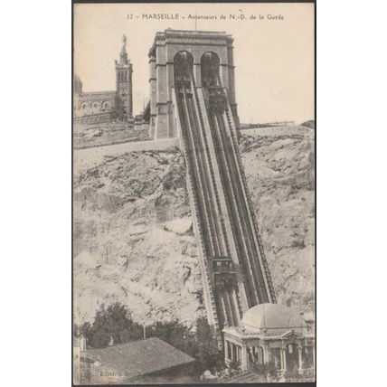 Ascenseurs de Notre-Dame de la Garde, Marseille, 1913 - Nouvelles Galeries CPA