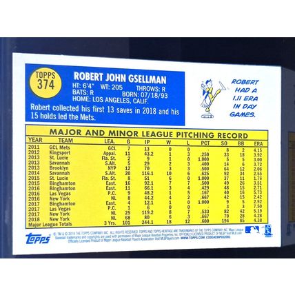 ROBERT GSELLMAN 2019 TOPPS HERITAGE BASEBALL CARD #374