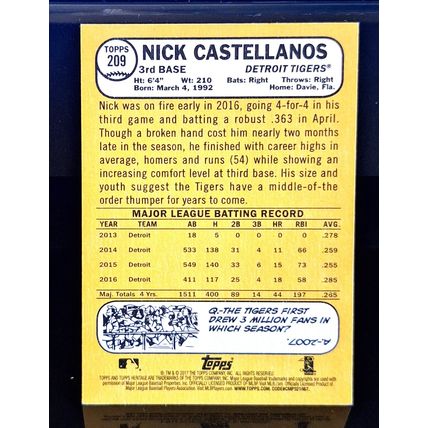 NICK CASTELLANOS 2017 TOPPS HERITAGE BASEBALL CARD #209