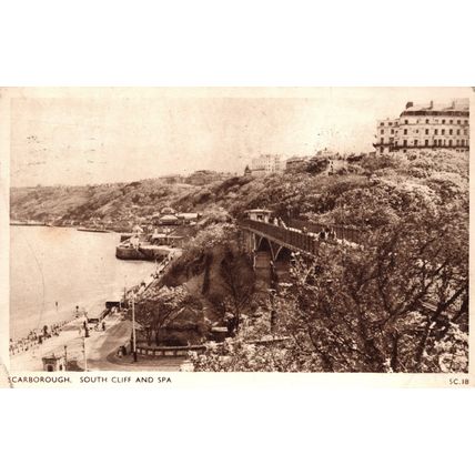 Postcard South Cliff and Spa, Scarborough, Yorkshire