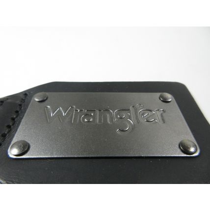 Wrangler Keychain Ring Fob Heavy Duty Black Rubber Metal Plaque 3" x 2" Rivets