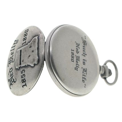 NED KELLY Memorial Silver Color Pocket Watch Men Gift Set with Fob Chain