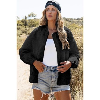 Black Floral Quilted Jacket