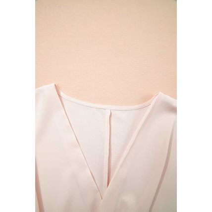 White Surplice V Neck Knotted Ruched Short Sleeve Peplum Blouse