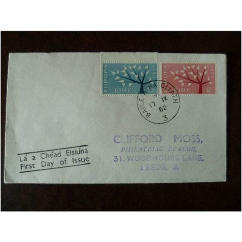 Ireland 1962 Europa Tree CEPT stamps FDC FDI to Leeds SG191-2 Baile Atha Cliath