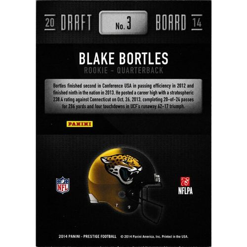 2014 Panini Prestige Draft Big Board 3 Blake Bortles RC Jacksonville Jaguars