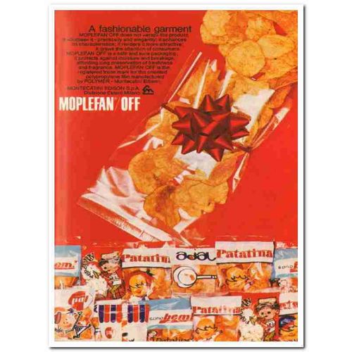 montecatini edison 1968 moplefan-off snack food wrap bags vintage ad