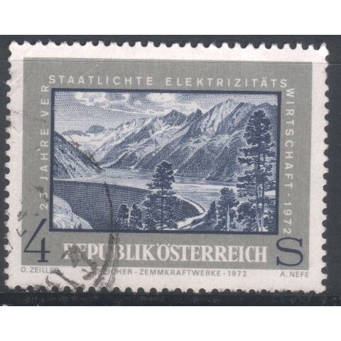 Austria 1972 - SG1641 - 4s blue and grey - Zemm Dam and Lake - used