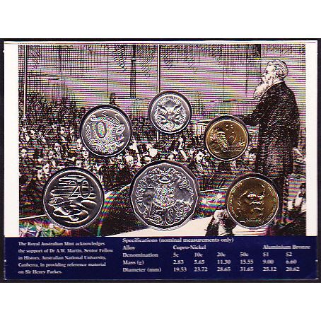 1996 Australia Mint Coin Set Sir Henry Parkes Centenary