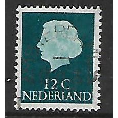 NETHERLANDS 1953 12c TURQUOISE QUEEN JULIANA SG 776 FINE USED