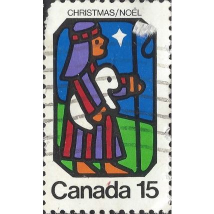 CANADA, CHRISTMAS, Shepherd with lamb, blue 1973, 15c