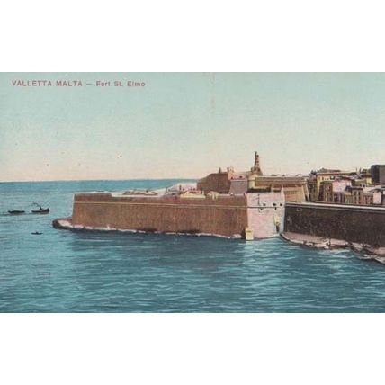Malta Fort Saint St Elmo Military Ship Sea Base Antique Postcard