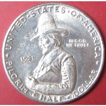 1921 US Half Dollar, Pilgrim Celebration. Challenge Coin, Souvenir. REPLICA.70.
