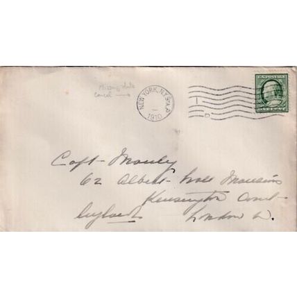 United States 1910 New York-Kensington London Cover New York STA P cancel VGC