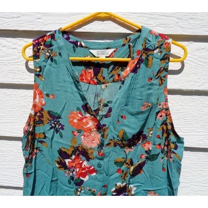 Market & Spruce Green Floral Top XL 42 Chest