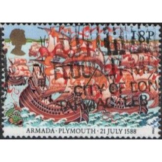 1988, 400th Anniversary of the Armada, 18p Value. Fleet Leaving Plymouth. F/Used