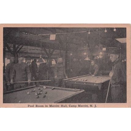 Merritt Hall Billiards Army Forces Military Base New Jersey USA Old Postcard