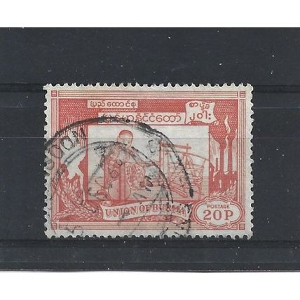 Burma.SG143 20p Girl Weaving (Red).Fine Used.Jul25f