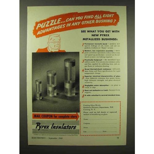 1943 Pyrex Insulators Ad - Advantages in Bushing