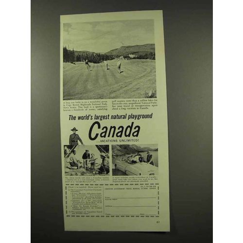 1956 Canada Tourism Ad - Largest Natural Playground