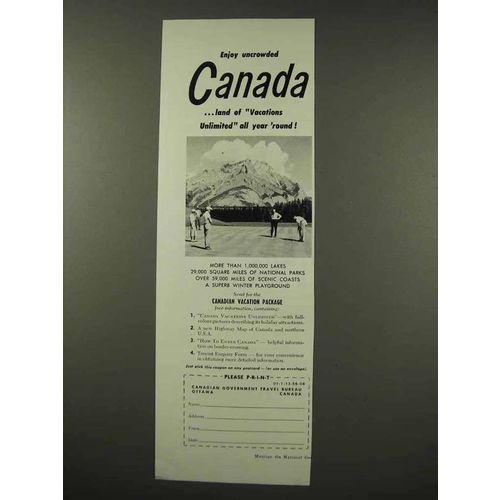 1956 Canada Tourism Ad - Enjoy Uncrowded
