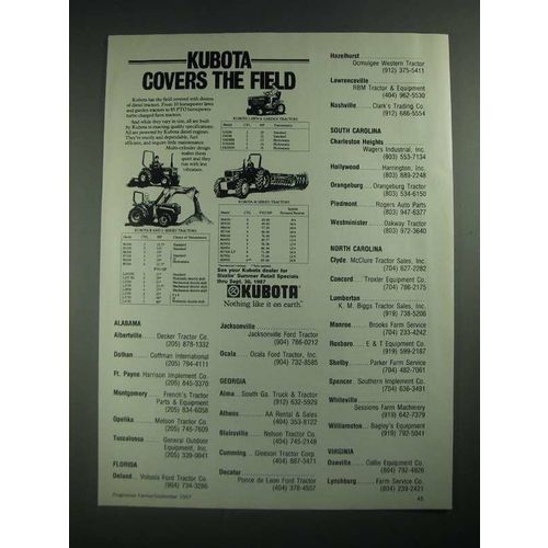 1987 Kubota Tractors Ad - Covers the Field