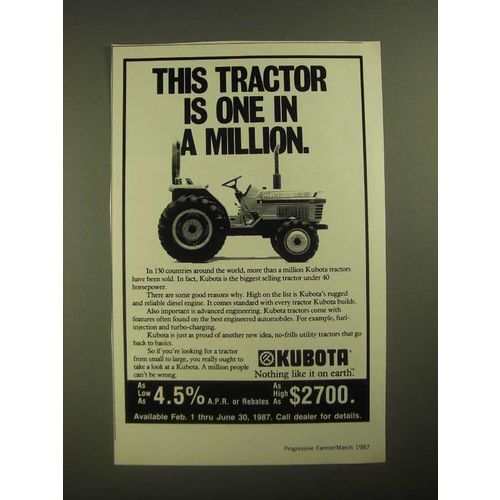 1987 Kubota Tractor Ad - This Tractor is One in a Million